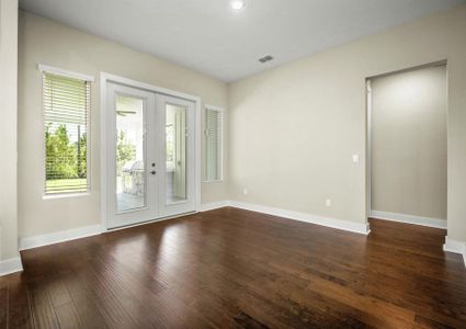 Breakfast are with wood floors.