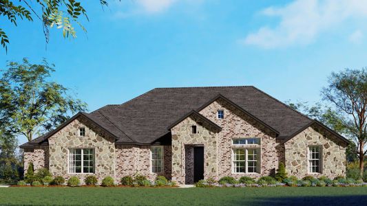 Elevation A with Stone | Concept 2623 at The Meadows in Gunter, TX by Landsea Homes