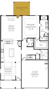 Main Floor Layout. Fireplace is included. No coffered ceiling in dining or tray ceiling in primary. No sink in the laundry or garage service door.