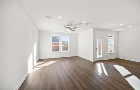 Bright gathering room with large windows  *real home pictured