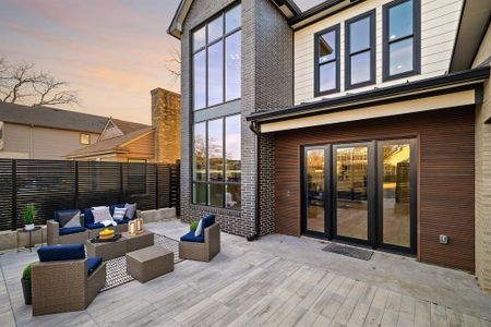 Deck at dusk with outdoor lounge area