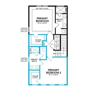 Floor 2: Upper Level with Dual Primary Suites