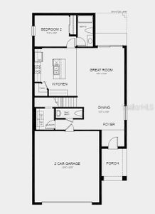 First Floor Plan - Design options added include: window blinds and extended tile in gathering room