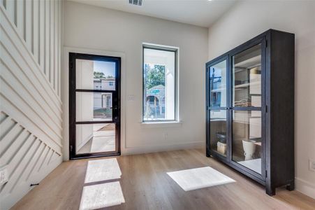 Entryway featuring light wood-type flooring