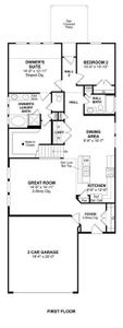 The Rochester floor plan by K. Hovnanian Homes. 1st Floor shown. *Prices, plans, dimensions, features, specifications, materials, and availability of homes or communities are subject to change without notice or obligation.