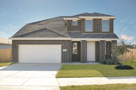 New construction Single-Family house 609 Cowboy Smt, Cibolo, TX 78108 Redwood II K- photo 0