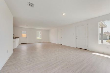 Unfurnished living room featuring light hardwood / wood-style floors