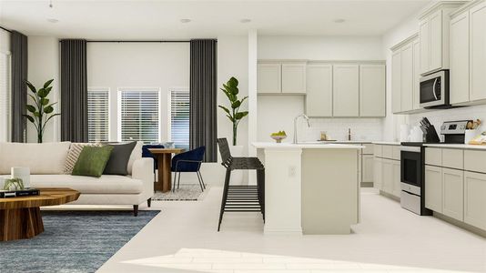 Kitchen featuring appliances with stainless steel finishes, backsplash, a center island, and a breakfast bar