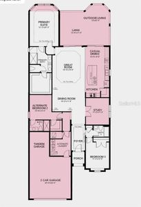 Structural options added include: Gourmet kitchen, casual dining extension, study in place of flex, 8' interior doors, tray ceiling at primary suite and gathering room, bay window at primary suite, covered extended lanai, and tandem garage.