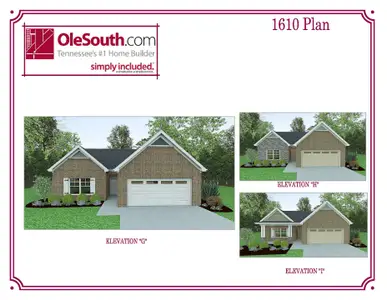 New construction Single-Family house Pleasant View, TN 37146 plan 1610 Elevation GHI - image