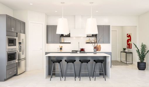 Kitchen with pendant lights