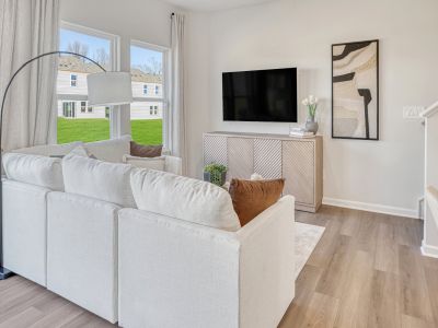 Living area in the Topaz floorplan at a Meritage Homes community in Graham, NC.