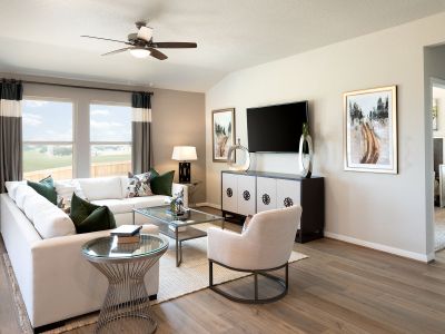 Relax in the spacious family room.