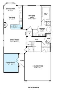 The Palmer II floor plan by K. Hovnanian Homes. 1st Floor shown. *Prices, plans, dimensions, features, specifications, materials, and availability of homes or communities are subject to change without notice or obligation.