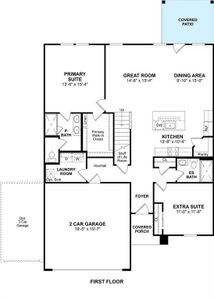 The Sweet Pea floor plan by K. Hovnanian Homes. 1st Floor shown. *Prices, plans, dimensions, features, specifications, materials, and availability of homes or communities are subject to change without notice or obligation.