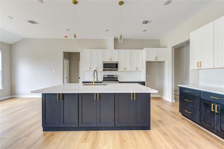 Kitchen island has plenty of storage underneath