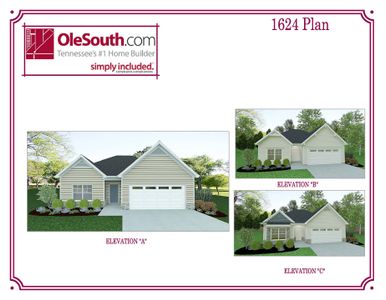 New construction Single-Family house Shelbyville, TN 37160 plan 1624 Elevation ABC - image