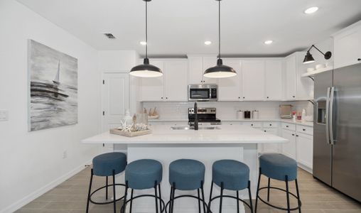 Striking kitchen with ceramic tile backsplash