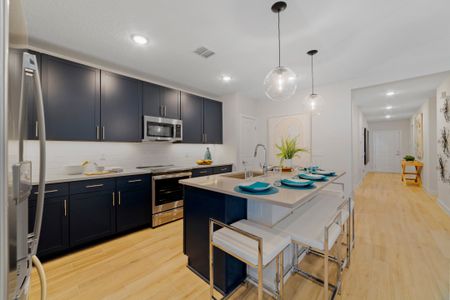 Kitchen with pendant lighting