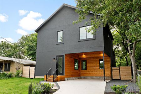 Modern front view with carport