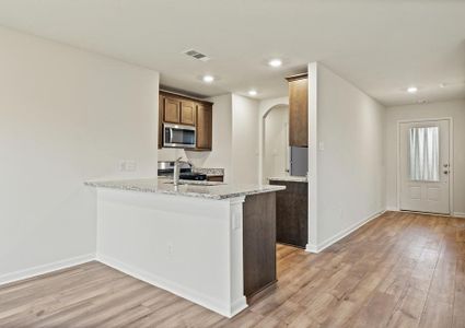 The kitchen of the Rio Grande has beautiful wood cabinets.