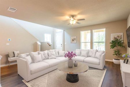 Virtually staged Living Room.