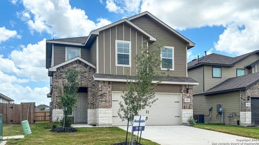 New construction Single-Family house 15522 Lemon Pepper Creek, Von Ormy, TX 78073 The Emma- photo 0