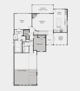 Structural options include: gourmet kitchen 2, bath 3, bedroom 4 downstairs, bedroom 6, bath 5 and media upstairs, 9' x8's panel front door, interior fireplace, 3 car garage, pre-plumb for water softener and laundry room, and stair railing.