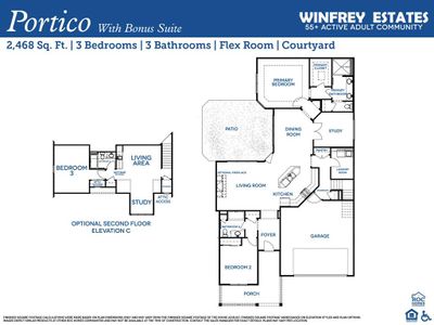 The Portico floorpalan at Winfrey Estates by ROC Homes features an elegant design with spacious living areas, modern amenities, and seamless indoor-outdoor flow.