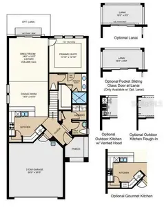 Frist Floor - Structural options added include: covered lanai, 8' interior doors, game room with bedroom upstairs instead of loft, and gourmet kitchen