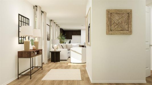 Corridor featuring light hardwood / wood-style flooring