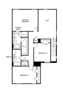 This floor plan features 3 bedrooms, 2 full baths, 1 half bath and over 2,100 square feet of living space.