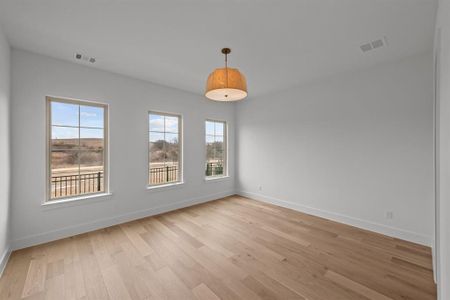 Unfurnished room with light wood-type flooring