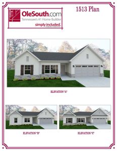 New construction Single-Family house Shelbyville, TN 37160 plan 1513 Elevation ABC - image
