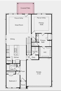 Structural options added:  Covered outdoor living and 12" pop-up ceiling at great room and primary suite.