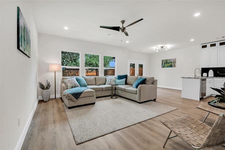 Living room featuring light wood-type flooring