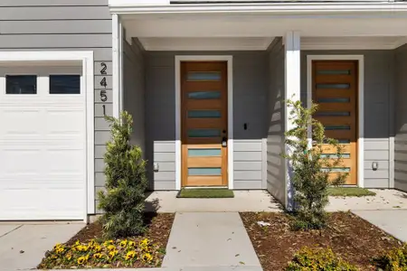 Property entrance featuring a garage