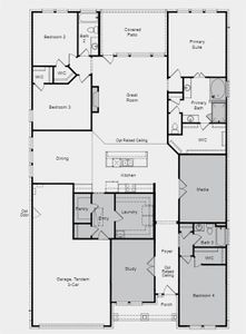 Structural options added include: Additional bedroom with bath, 8' entry doors, fireplace, raised ceilings in foyer and gathering room, media room and study with enlarged laundry room.