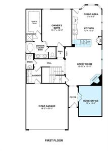 The Palmer II floor plan by K. Hovnanian® Homes. 1st Floor shown. *Prices, plans, dimensions, features, specifications, materials, and availability of homes or communities are subject to change without notice or obligation.