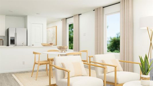 Living area with light wood-type flooring