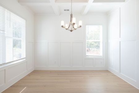 The open and bright formal dining room