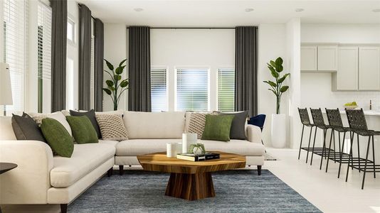 Living room with hardwood / wood-style floors