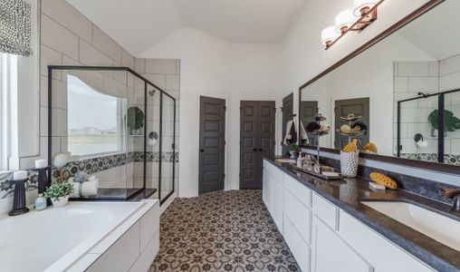 Owner's bath with dual sinks