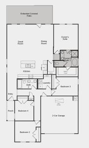 Structural options include: extended covered patio and separate tub and shower in primary bath.