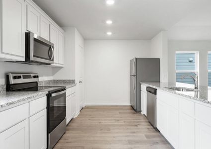 The kitchen of the Reed  has energy-efficient appliances.