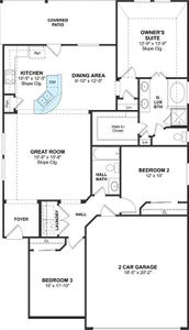 The Daphne II floor plan by K. Hovnanian Homes. 1st Floor shown. *Prices, plans, dimensions, features, specifications, materials, and availability of homes or communities are subject to change without notice or obligation.