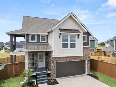 New construction Single-Family house 7819 Swooping Swallow Lane, Katy, TX 77493 Oakdale - Courtyard Collection- photo 0