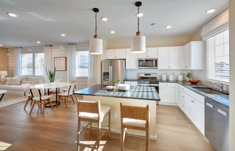 Enter the Powderhorn kitchen with a spacious islan