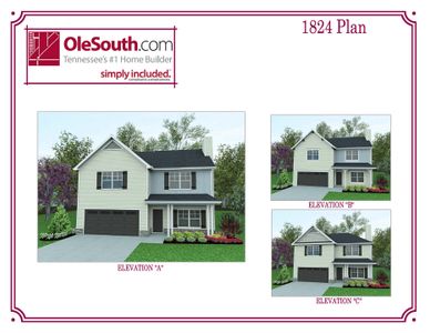New construction Single-Family house Shelbyville, TN 37160 plan 1824 Elevation ABC - image