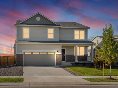 The Waterton floorplan exterior image taken at a Meritage Homes community in Commerce City, CO.